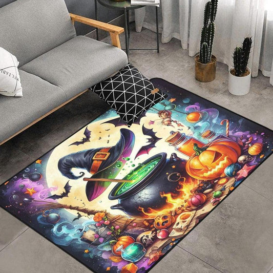 Witch Cauldron Area Rug Witchcraft Carpet for Halloween-MoonChildWorld