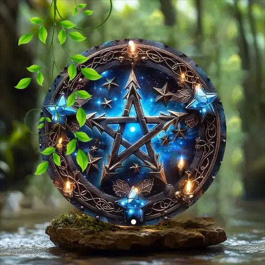 Magic Pentagram Wicca Metal Sign Pagan Decor-MoonChildWorld