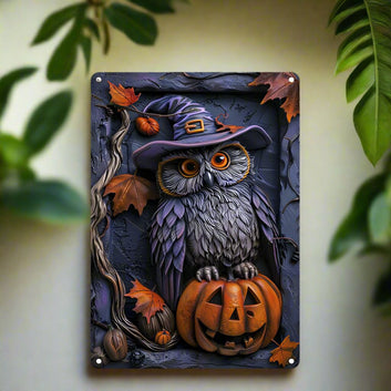 Wizard Owl Wall Art Owl Metal Sign Witchy Owl Decor-MoonChildWorld