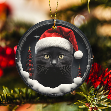Black cat 3D Christmas Ceramic Ornaments