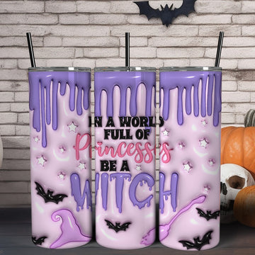 Be A Witch Skinny Tumbler with Lid and Straw-MoonChildWorld