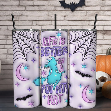 Witch Skinny Tumbler with Lid and Straw-MoonChildWorld