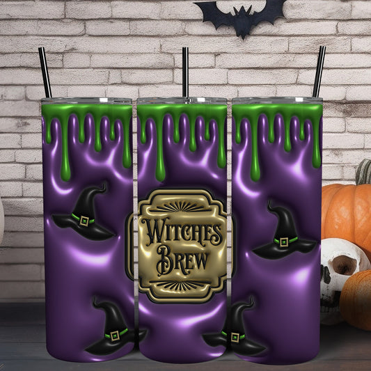 Witches Brew Gothic Skinny Tumbler with Lid and Straw-MoonChildWorld
