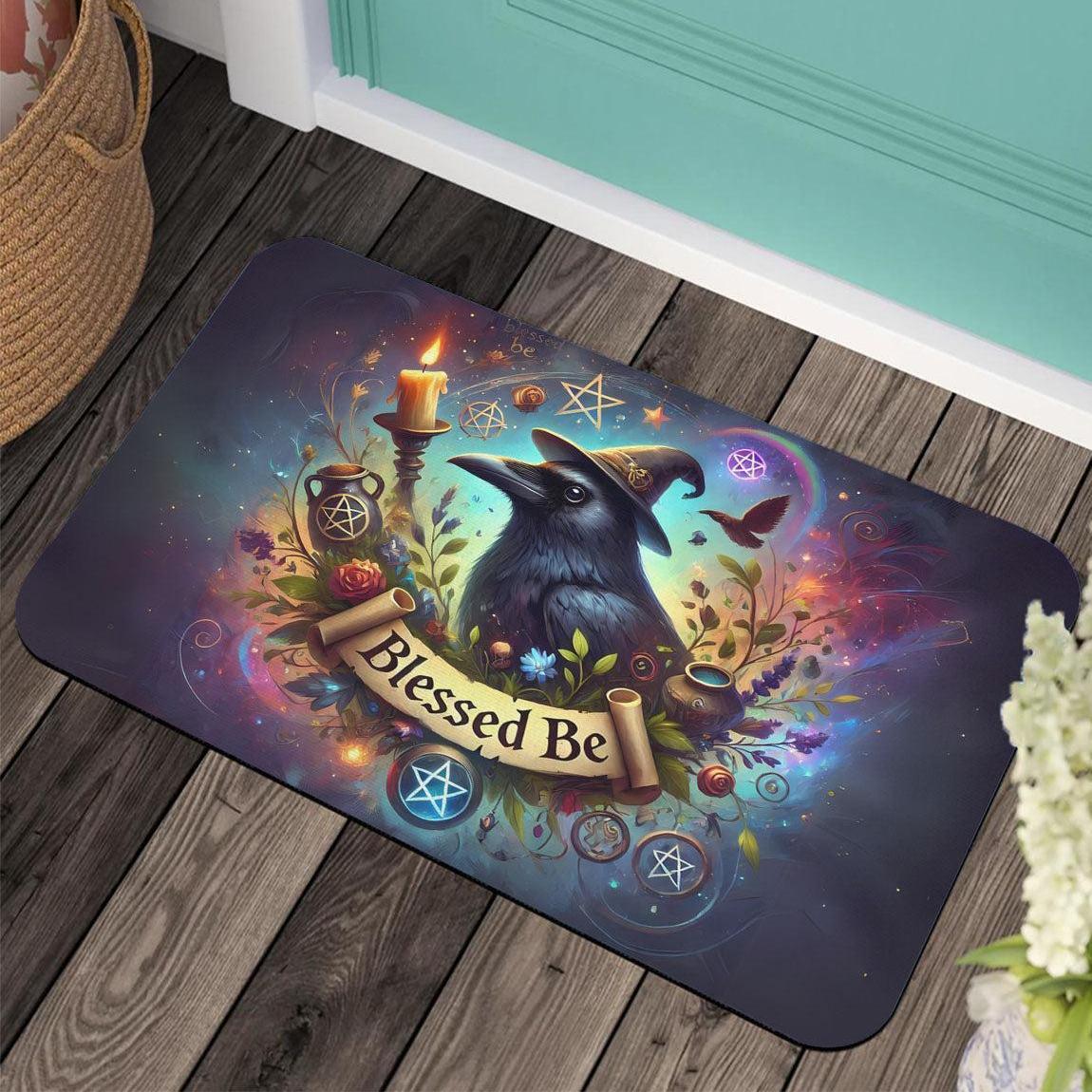 Witchy Raven Doormat Gothic Crow Doormat for Halloween-MoonChildWorld