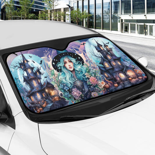 Witch Halloween Gothic Car Sun Shade