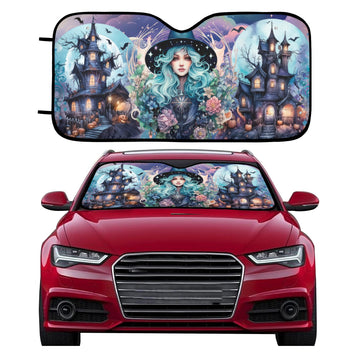 Witch Halloween Gothic Car Sun Shade