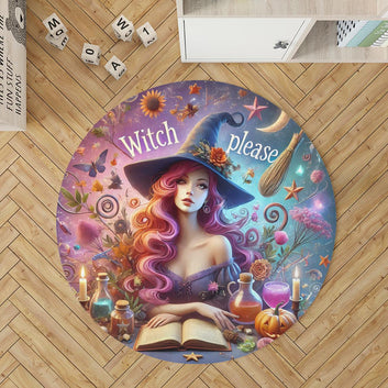 Witch Please Round Rug Enchanting Witch Carpet for Witchy Home Decor-MoonChildWorld