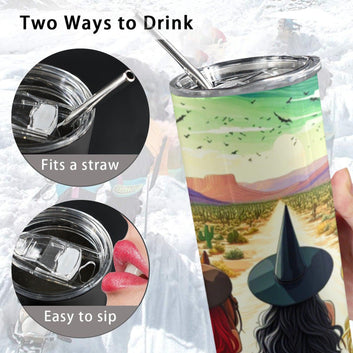 Howdy Witches Skinny Tumbler with Lid and Straw