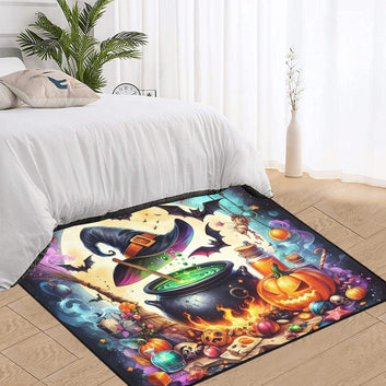 Witch Cauldron Area Rug Witchcraft Carpet for Halloween-MoonChildWorld