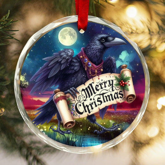 Gothic Crow Christmas Ornament Witchy Raven Glass Christmas Ornament-MoonChildWorld