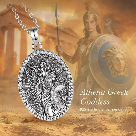 925 Silver Athena Goddess with Owl Necklace Greek Mythology Pagan Jewelry-MoonChildWorld