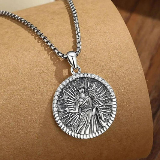 925 Silver Athena Goddess with Owl Necklace Greek Mythology Pagan Jewelry-MoonChildWorld