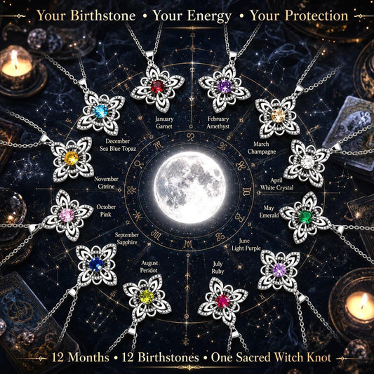 925 Silver Birthstone Witch Knot Ring Celtic Protection Amulet for Wiccan & Pagan-MoonChildWorld
