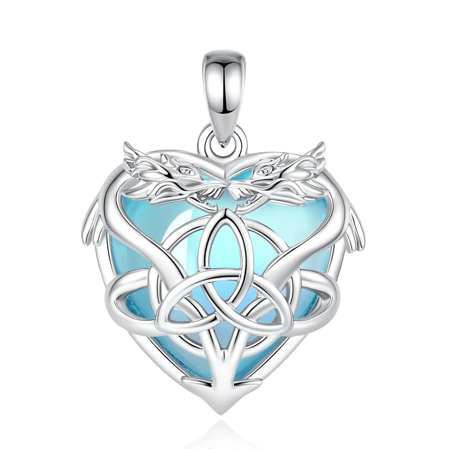 Celtic dragon triquetra necklace – wiccan pagan amulet close-up
