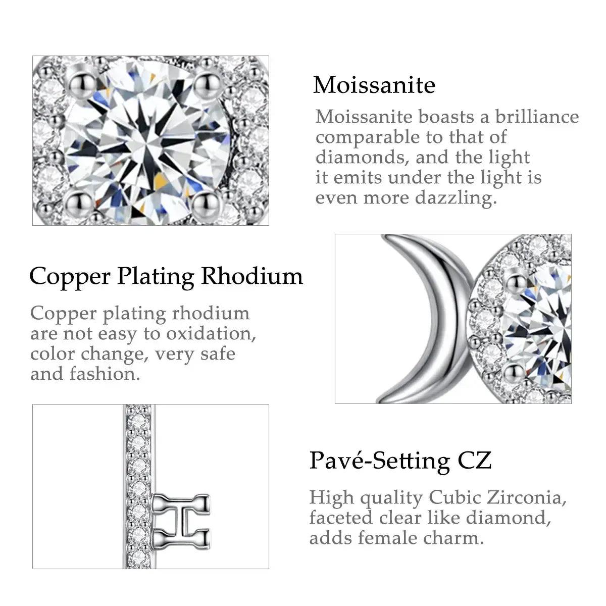 925 Silver Moissanite Hecate Key Necklace Triple Moon Necklace Wiccan Pagan jewelry-MoonChildWorld