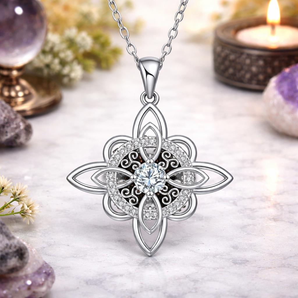 925 Silver Triskele Symbol Witch Knot Necklace Triskelion Irish Jewelry for Wiccan, Pagan-MoonChildWorld