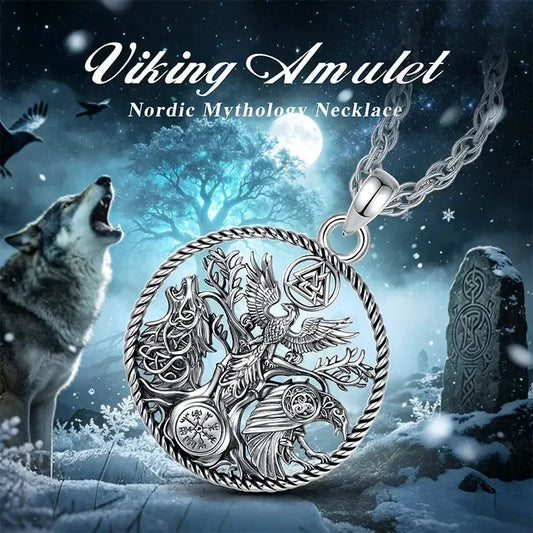 Viking raven wolf necklace pendant only and 24-inch chain options โ Norse Pagan Wiccan spiritual gift