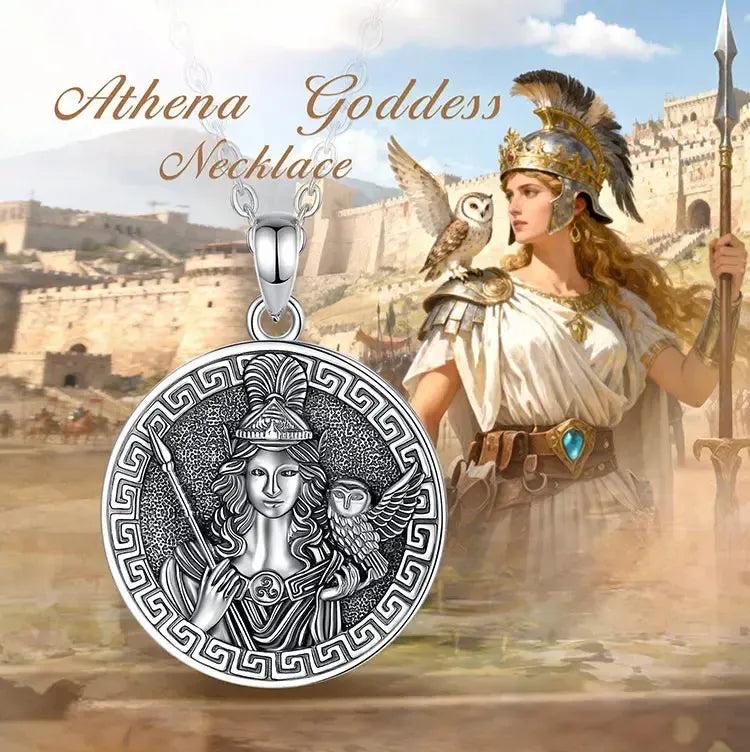 925 Sterling Silver Athena Goddess Necklace Vintage Owl Pendant Greek Mythology Pagan Jewelry-MoonChildWorld