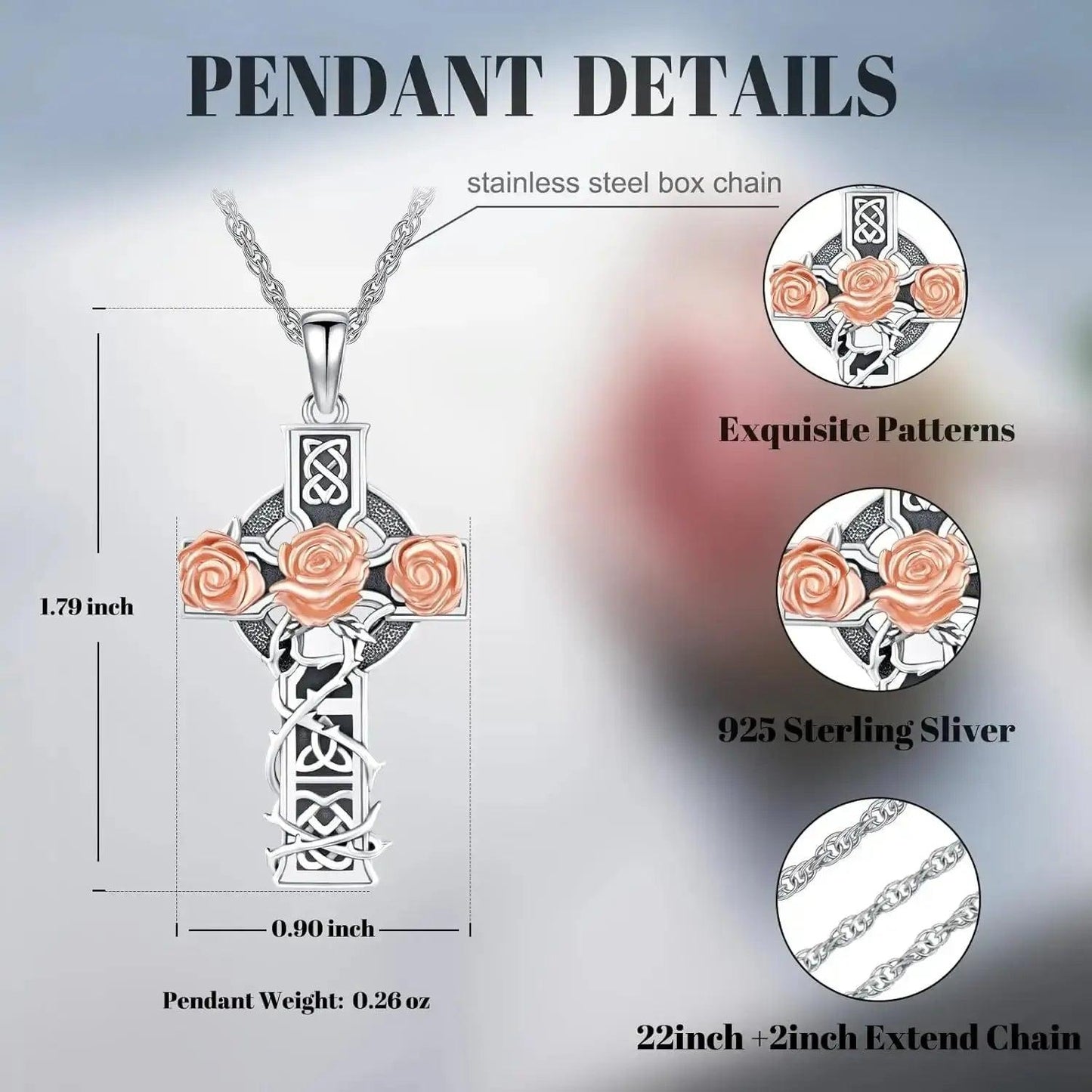 925 Sterling Silver Celtic Cross Necklace Irish Trinity Knot Pagan Jewelry-MoonChildWorld