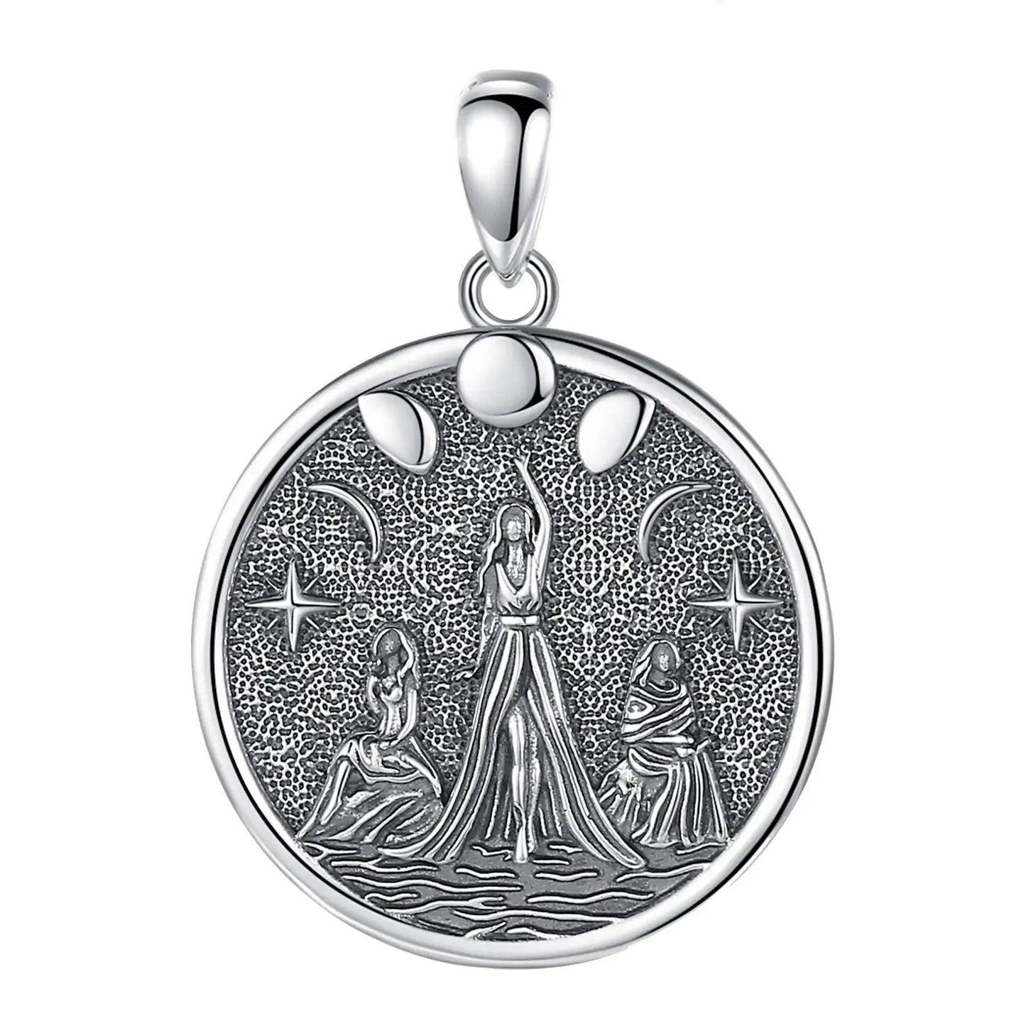 925 Sterling Silver Triple Moon Goddess Necklace - Goddess Hecate Moon Phases Wicca Pagan Jewelry-MoonChildWorld
