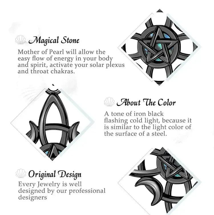 925 Sterling Silver Witch Celtic Knot Necklace Wicca Moon Pentagram Necklace Amulet Gothic Jewelry-MoonChildWorld