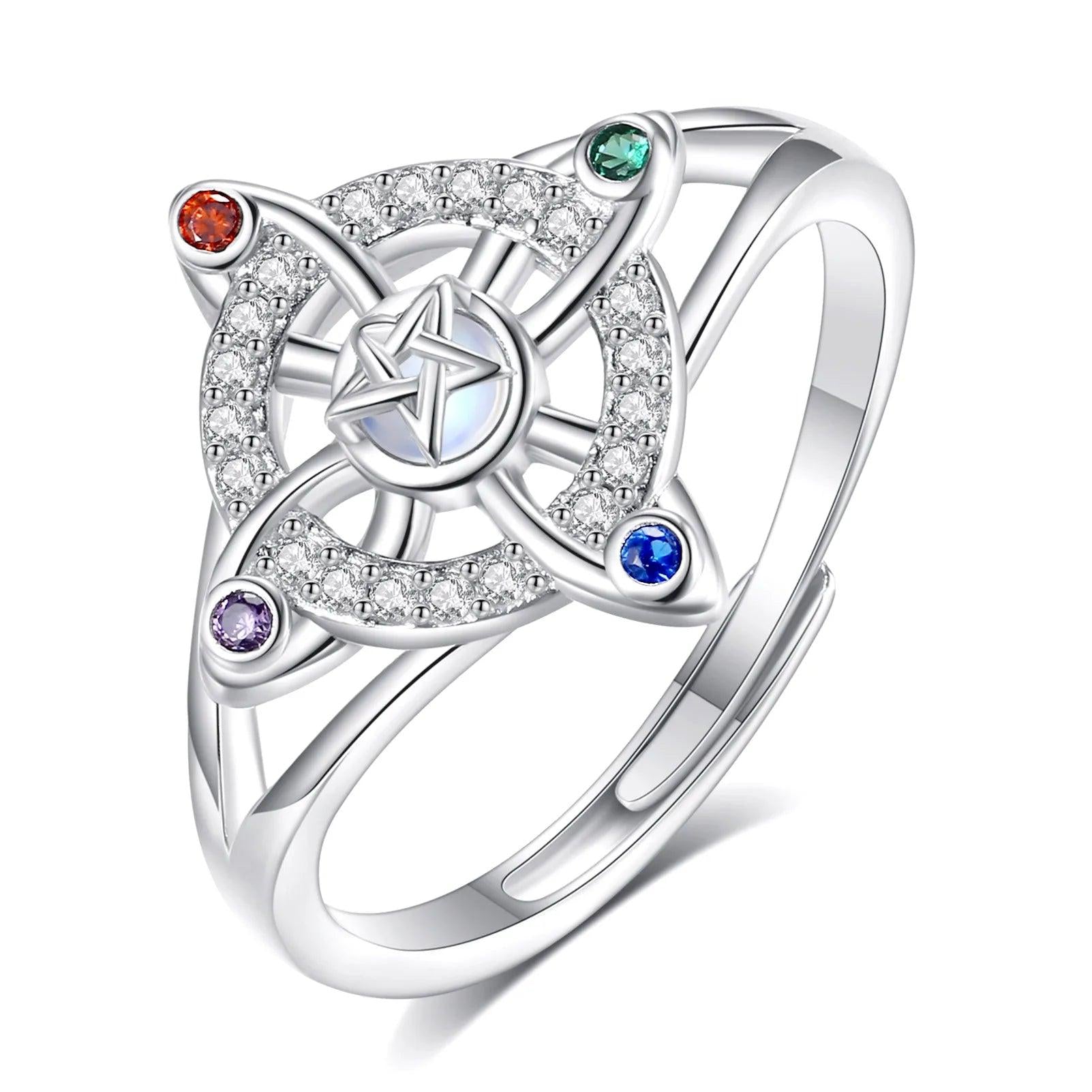 925 Sterling Silver Witch Knot Ring – Adjustable Celtic Knot 