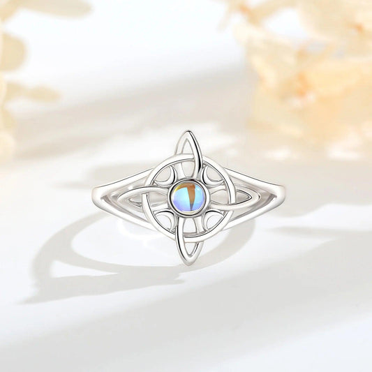 925 Sterling Silver Witchcraft Celtic Knot Witch Ring Wicca Pagan Jewelry Protection Amulet-MoonChildWorld