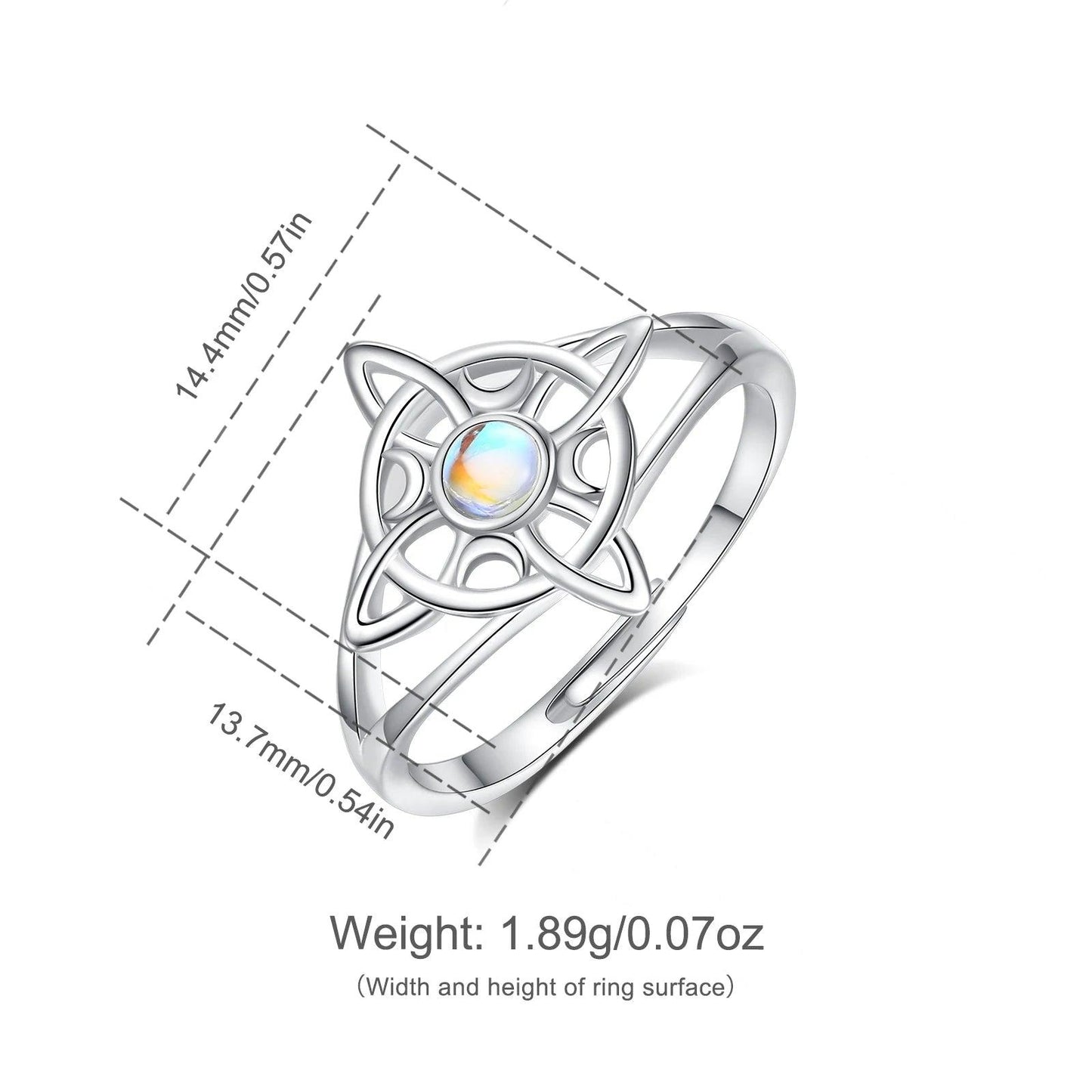 925 Sterling Silver Witchcraft Celtic Knot Witch Ring Wicca Pagan Jewelry Protection Amulet-MoonChildWorld