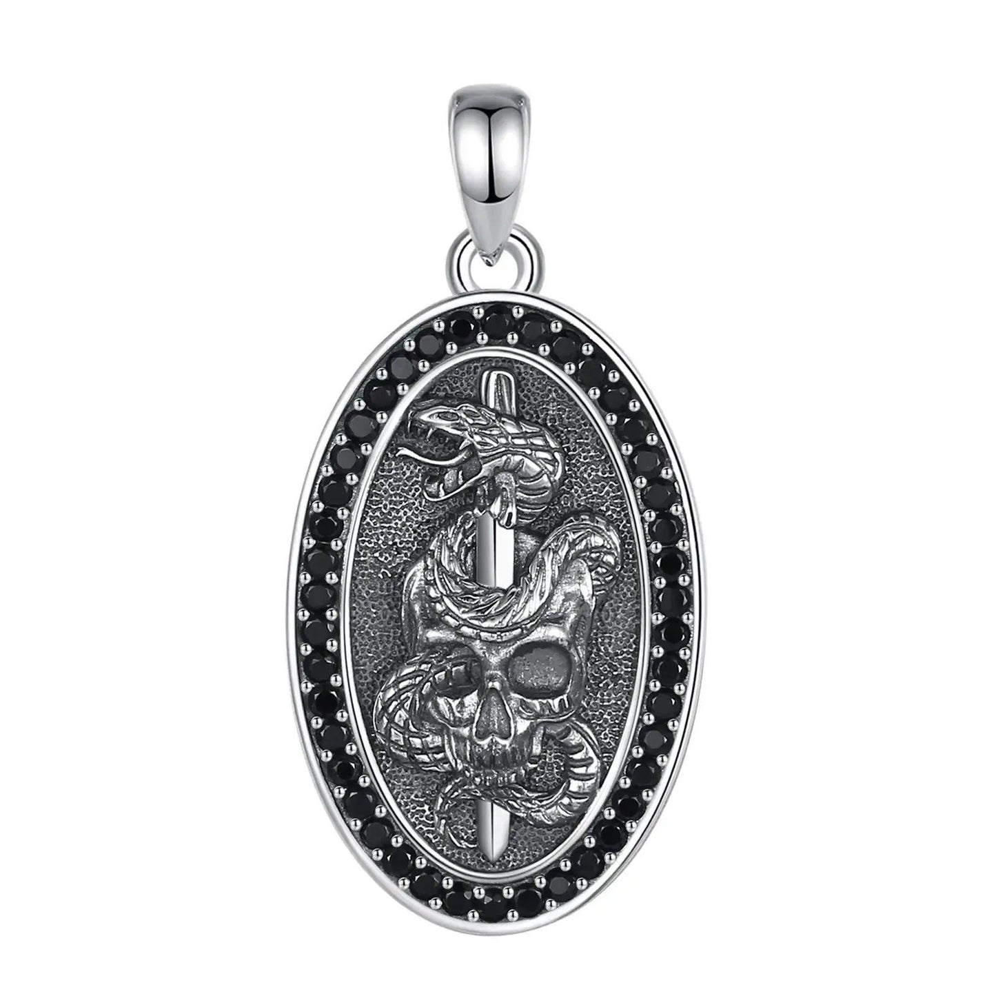 925 Sterling Silver Witchy Skull Sword Snake Gothic Necklace Witch Jewelry-MoonChildWorld