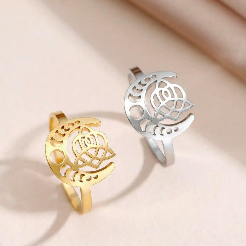 Celtic Knot Moon phase Ring Goddess moon Ring-MoonChildWorld
