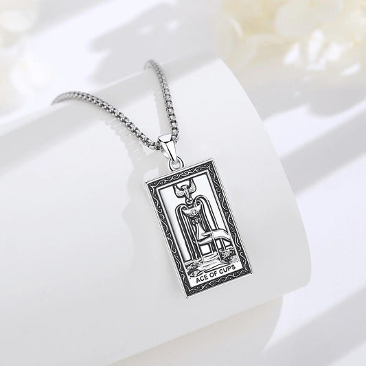 Ace of Cups Tarot Cards Necklace Major Arcana Divination Pendant Witch Jewelry-MoonChildWorld