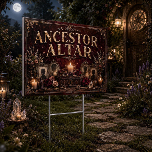 Ancestor Altar Candles Offerings Witchy Yard Sign - garden display