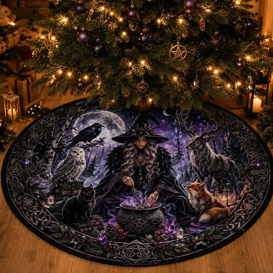Spirit Animals Yule Tree Skirt – Pagan Witch Gothic Decor_mockup_1.webp