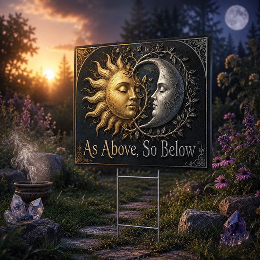 As Above So Below Wicca Yard Sign - garden display