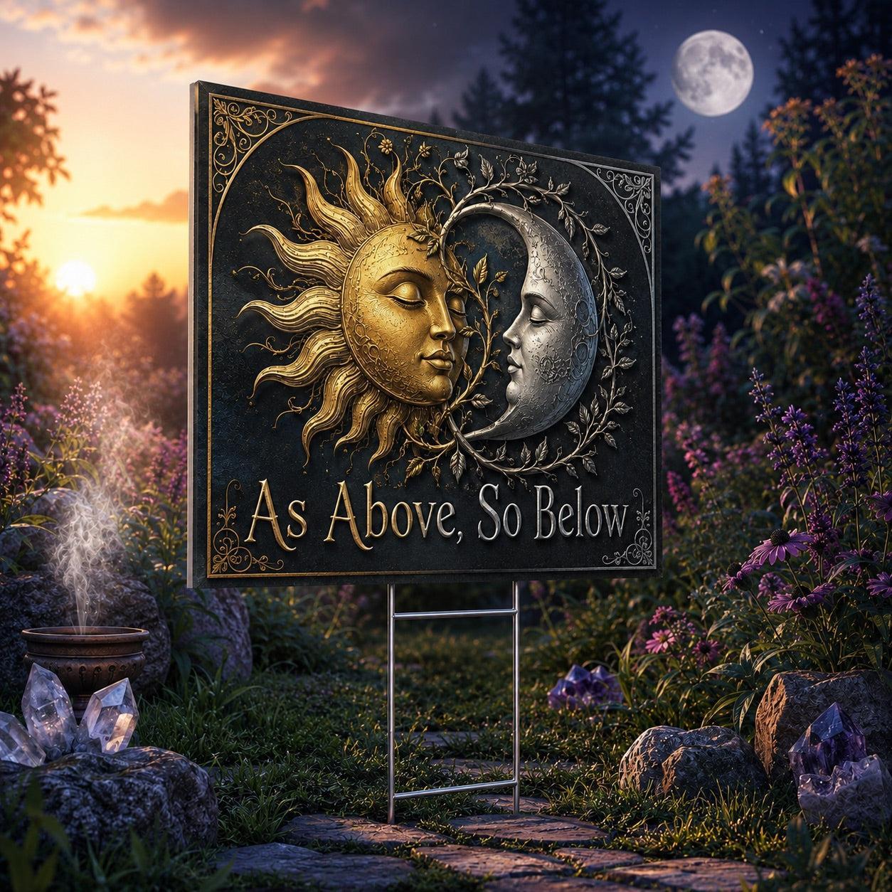 As Above So Below Wicca Yard Sign - porch scene