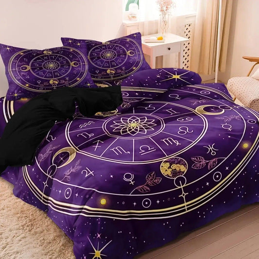 Astrology 12 Zodiac Signs Duvet Cover Set Constellations Bedding Set Spiritual Home Decor-MoonChildWorld