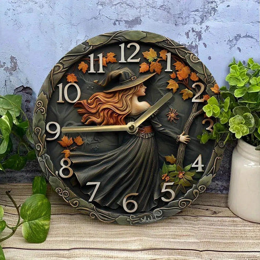 Autumn Witch Wall Clock Gothic Wall Clock-MoonChildWorld