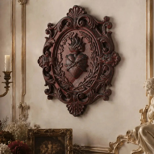 Gothic sacred heart relief – wall hanging side view