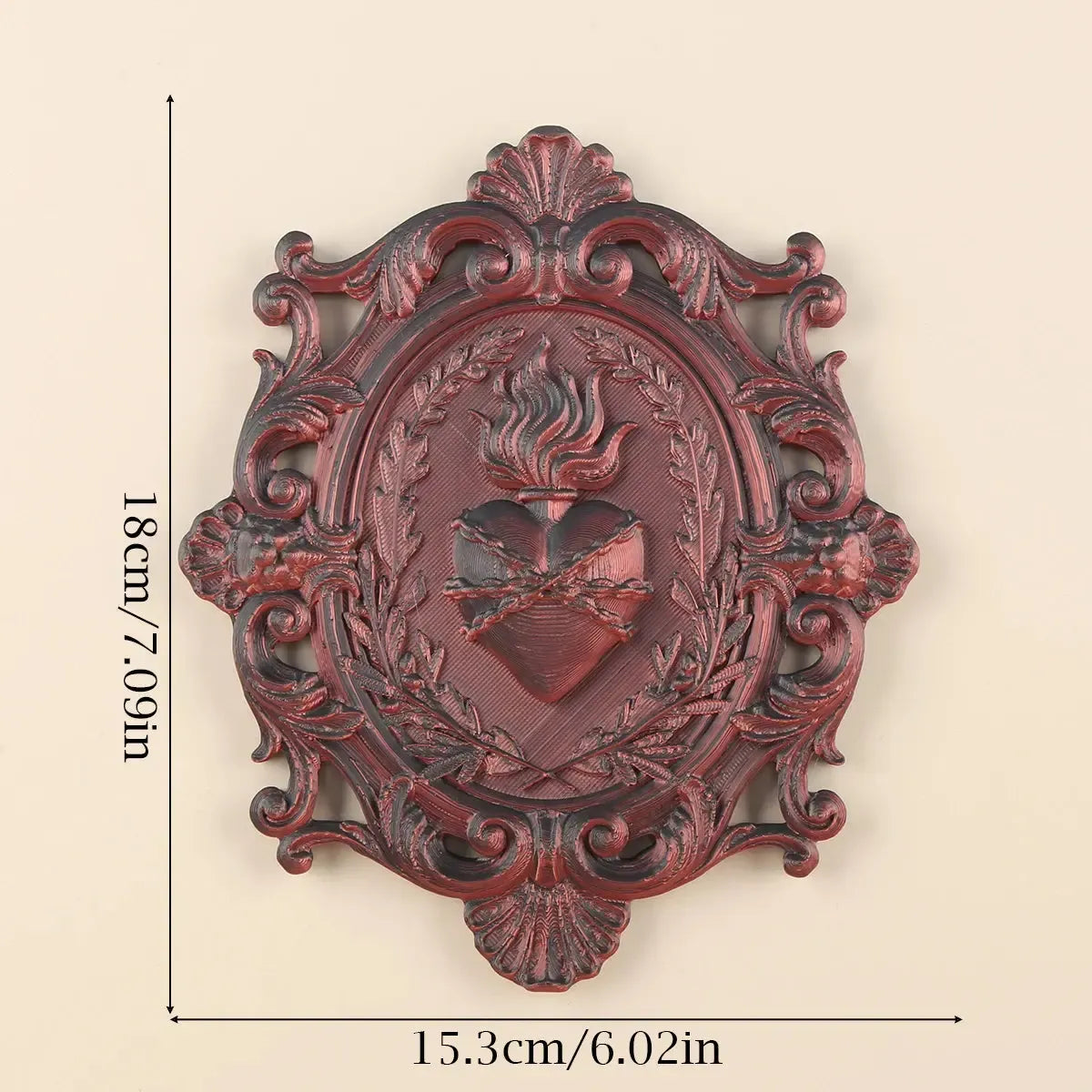 Barbed sacred heart relief – dark style wall decor display
