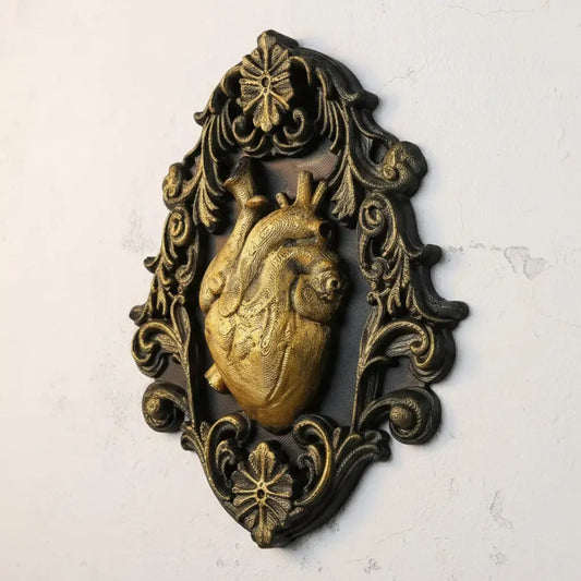Anatomical heart wall art – carved scroll detail