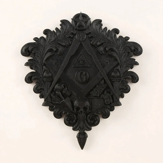 Baroque Carved Skull All-Seeing Eye Wall Decor – close-up detail