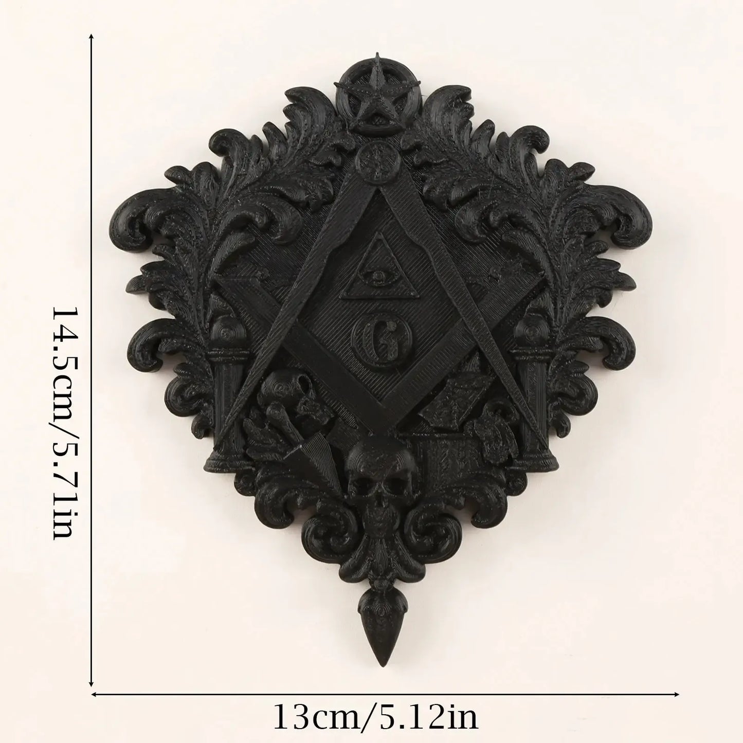Baroque Carved Skull All-Seeing Eye Wall Decor โ size and scale reference