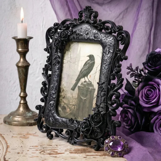 Baroque Relief Rose Tabletop Photo Frame – close-up detail