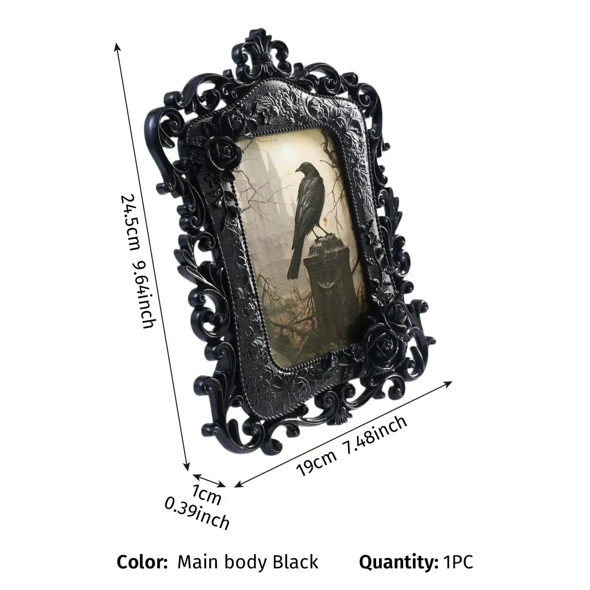 1PC, Halloween decorative, European Baroque relief rose table setting, French openwork pattern tabletop frame-MoonChildWorld