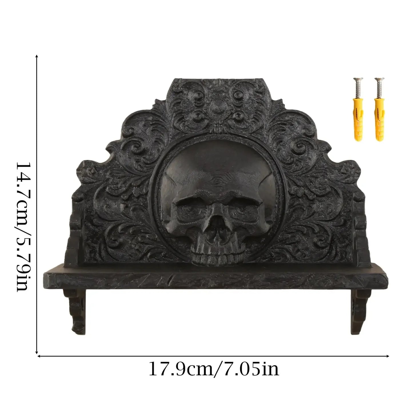 Baroque skull floating shelf โ witchy gothic altar decor