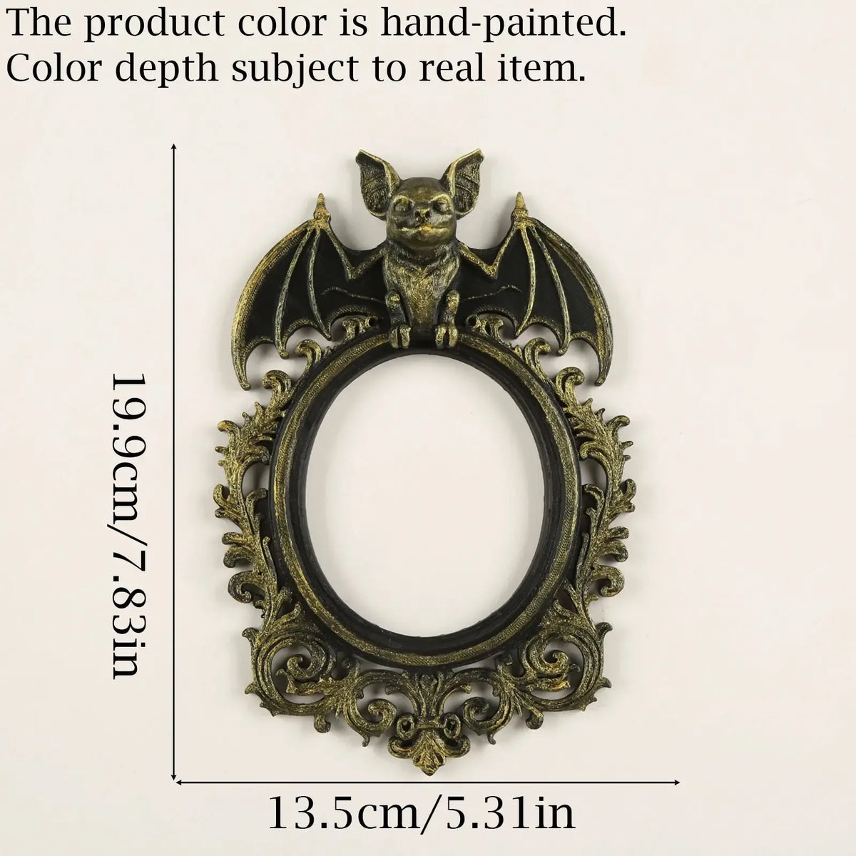 Size reference for the bat embossed ornate wall frame