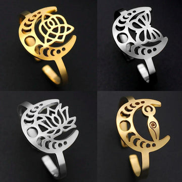 Celtic Knot Moon phase Ring Goddess moon Ring-MoonChildWorld