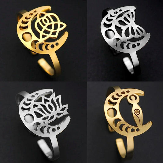 Celtic Knot Moon phase Ring Goddess moon Ring-MoonChildWorld