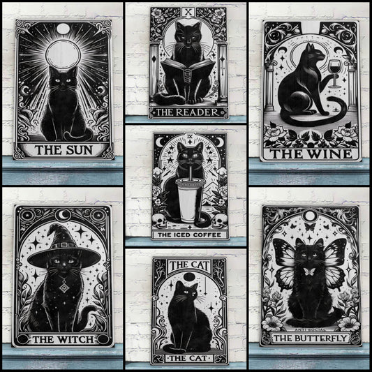 Halloween Gothic Black Cat Wood Print