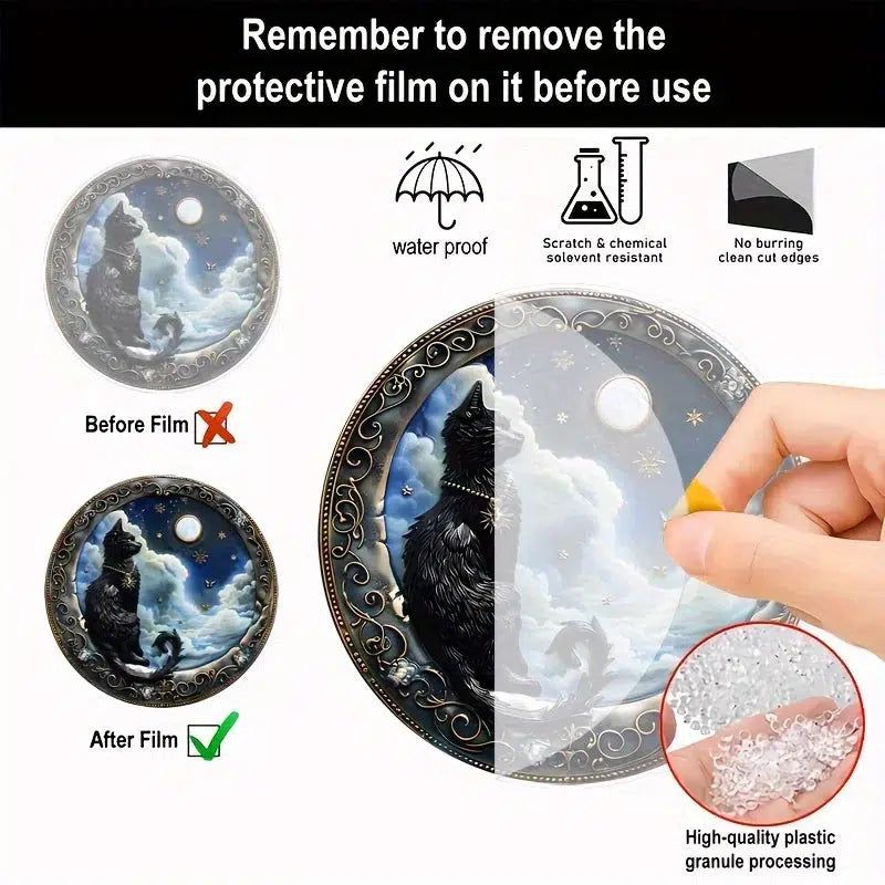 Black Cat Acrylic Suncatcher Black Cat Window Decorations-MoonChildWorld